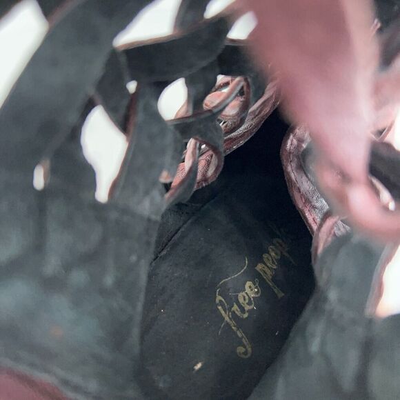 Free People Carrera Boots Women's 38 8 Red Leather Distressed Strappy Bootie - Picture 14 of 15